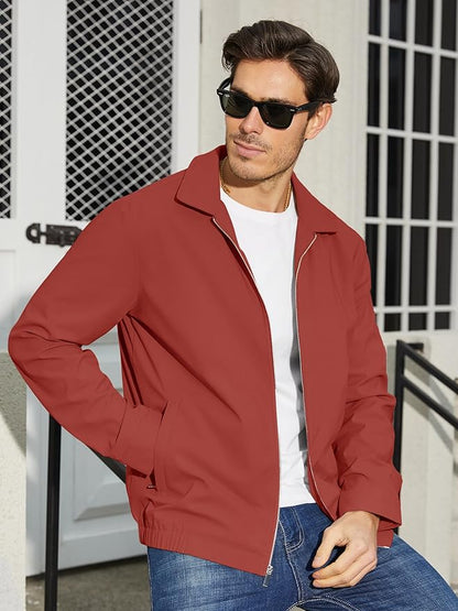 TACVASEN Mens Lightweight Windbreaker Full Zip Up Laydown Collar Jackets Light Casual Coat with Zip Pockets