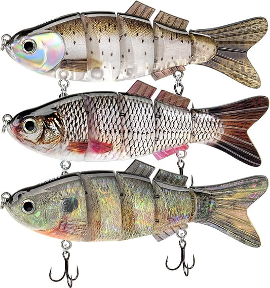 TRUSCEND Easy Catch Swimmax, Magic Noisy Turbulent Wiggling and Vibrating Actions for More Bites, Segmented Swimbait Jointed by Dyneema Strongest Fiber, Lifelike Fishing Lures for Relax Family Fishing