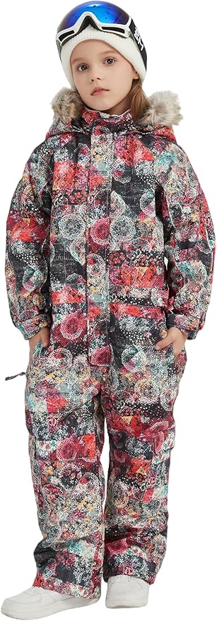 Kids Girls Boys Waterproof Colorful One Piece Snowsuits Coveralls Ski Suits Jackets Winter Jumpsuits