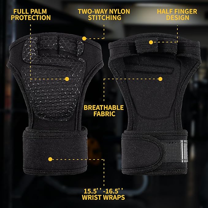 Gym Gloves for Men Women, Padded Weightlifting Wrist Wrap Workout Exercise Glove