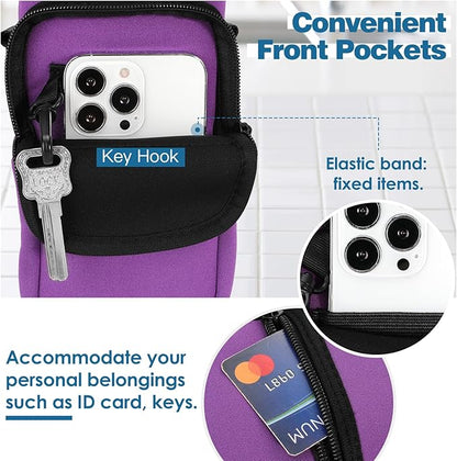 Nuovoware Water Bottle Carrier Bag,25oz/40oz/64oz Bottle Pouch Holder,Adjustable Shoulder Hand Strap 2 Pocket Sling Neoprene Sleeve Sports Accessories for Hiking Travelling Camping