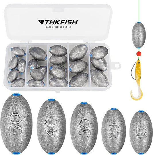 THKFISH Texas and Carolina Fishing Rig Bass Fishing Bullet-Weights for Fishing Sinkers Hooks Rolling Barrel Fishing Swivels Beads Rings Fishing Tackle Kit 35pcs/339pcs/389pcs