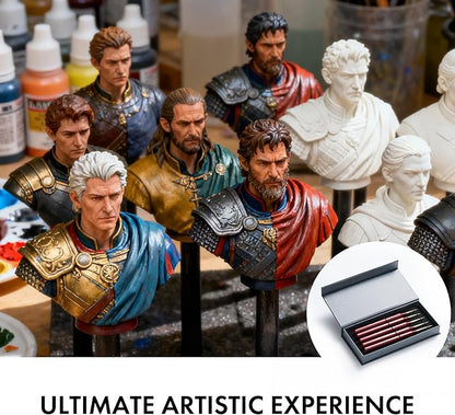 Artify Detail Paint Brushes, 100% Kolinsky Sable Micro Paint Brushes - Master Series, Ultra Fine Tips Paint Brush Set, High Precision for Models/Crafts, Detailing for Acrylic/Oil/Watercolor (Red)