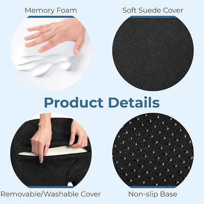 5 STARS UNITED Seat Cushion for Tailbone Pain Relief – Large Memory Foam Cushion for Coccyx, Hip, Sciatica & Post-Surgery Recovery – Wheelchair, Car, Desk, Gaming & Office Chairs, Black