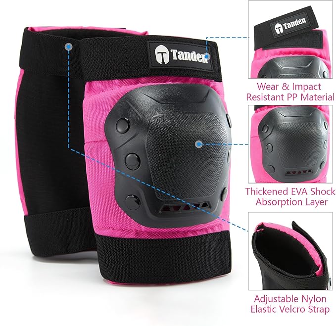 Skateboard Protective Gear Knee Pads and Elbow Pads Set, Elbow and Knee Pads for Roller Skating Wrist Guards Skateboarding Pads