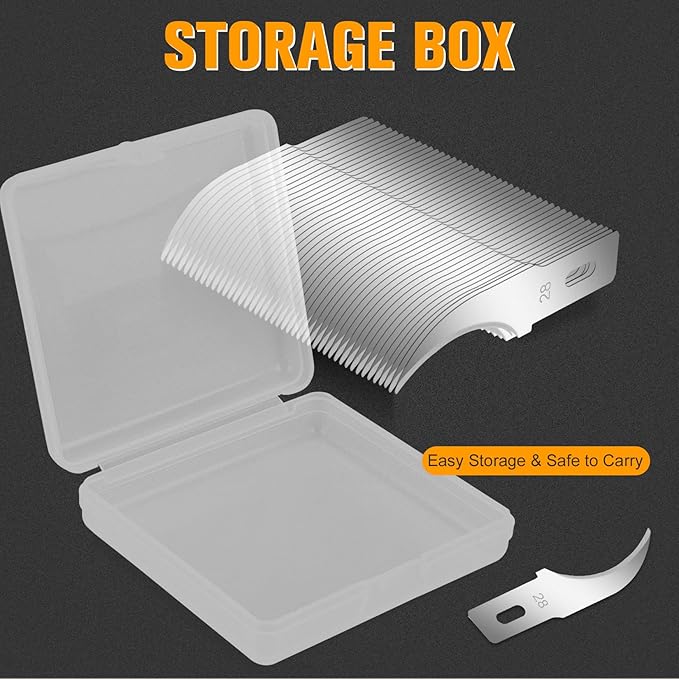 100 Pack Exacto Knife Blades #28, Hobby Knife Blades, Craft Knife Blade Replacement Blade with Storage Box for Craft Scrapbooking Supplies Caving Stencil