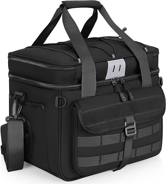 30L Large Fishing Tackle Bag, Waterproof Tackle Box Bag for Saltwater & Freshwater Fishing, Gear and Equipment Storage, Padded Shoulder Strap, Gift for Men, Black