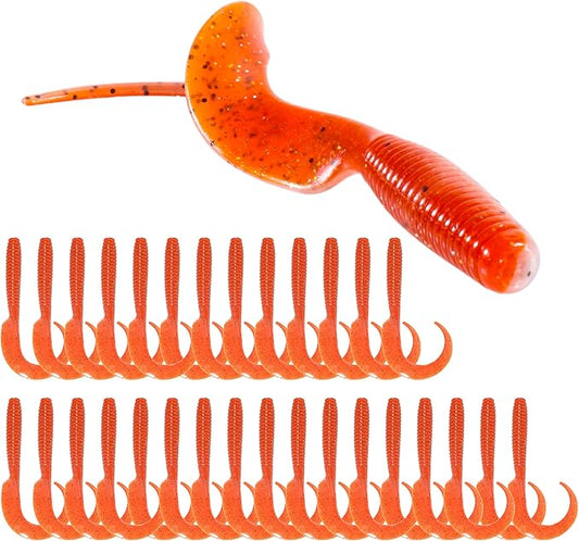 Curly Style Tail Worms Fishing Lures – Realistic Wavy Tail Soft Bait Grub Swimbaits for Saltwater & Freshwater Fishing, Available in 4 Inch & 6 Inch, Perfect for Bass, Trout, Crappie, & More