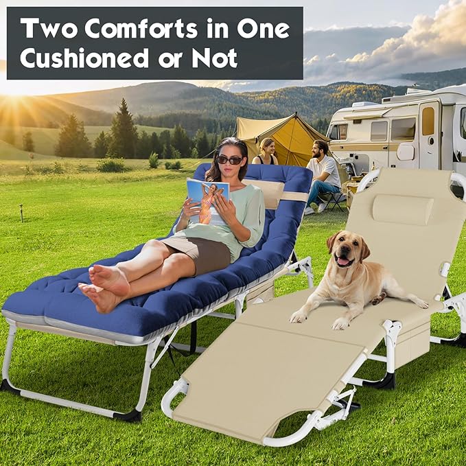 MOPHOTO Tanning Chair, Outdoor Sunbathing Lounge Chair 5-Position, Folding Chaise Lounger, Sun Tanning Lounger with Face Hole, Perfect for Pool Beach Patio