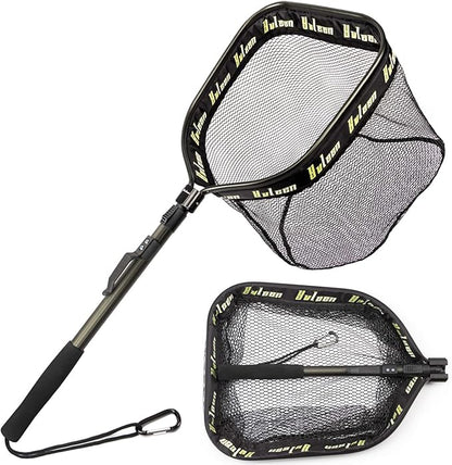 YVLEEN Floating Fishing Net - Folding Fishing Landing Net with Rubber Coating Mesh for Easy Fish Catch and Release, Fishing Net for Freshwater and Saltwater