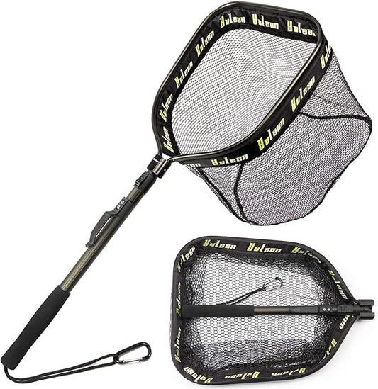 YVLEEN Floating Fishing Net - Folding Fishing Landing Net with Rubber Coating Mesh for Easy Fish Catch and Release, Fishing Net for Freshwater and Saltwater