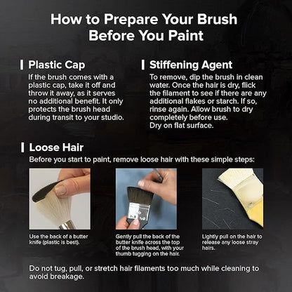 Silver Brush Limited BV-3053S Black Velvet Short Handle Script Liner Brushes, Mixed Filament With Very Soft Tips, 4pc Professional Artist Painting Bundle for Watercolors, Gouache, Dyes & Silk Painting