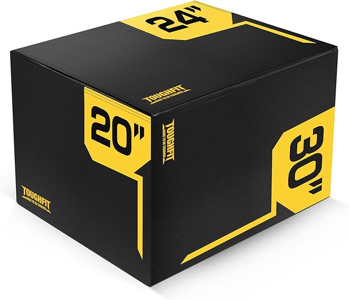 ToughFit Plyo Box - 3 in 1 Foam Plyometric Box - Jump Box for MMA, Crossfit - Adjustment Height Plyometric Jump Box for Home Gym - PVC Cover Platform & High-Density Workout Box