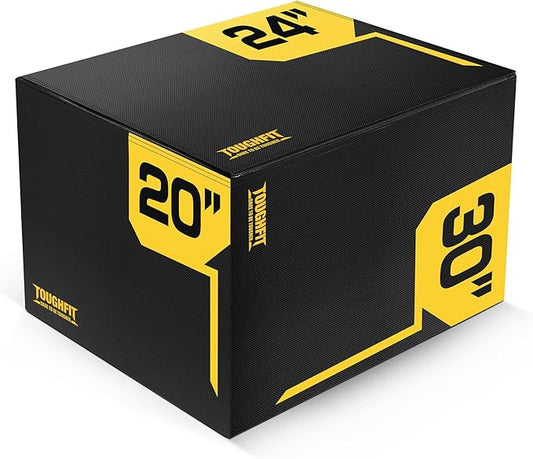 ToughFit Plyo Box - 3 in 1 Foam Plyometric Box - Jump Box for MMA, Crossfit - Adjustment Height Plyometric Jump Box for Home Gym - PVC Cover Platform & High-Density Workout Box