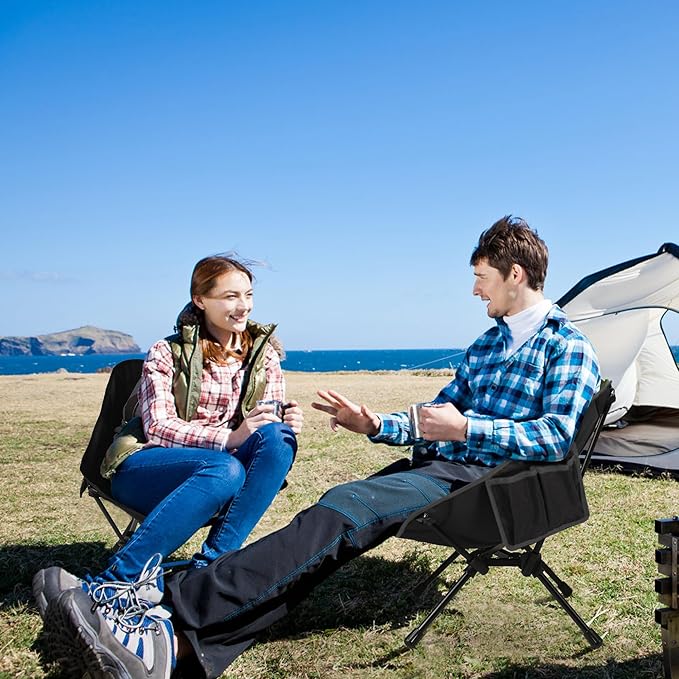 TOBTOS 2 Pack Ultralight Camping Chair, Portable Folding Backpacking Chair, Compact Camping Chair with Carry Bag for Outdoor Camp Hiking Backpack Beach Travel (Black)