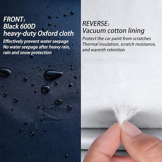 16-Layer 600D Heavy Duty Universal Full Car Cover for Outdoor & Indoor Use - All Weather Sun UV Rain Snow Dust Proof, Waterproof Scratch Resistant, Fits Sedan Body Length 188"-198"/15.6-16.5 ft