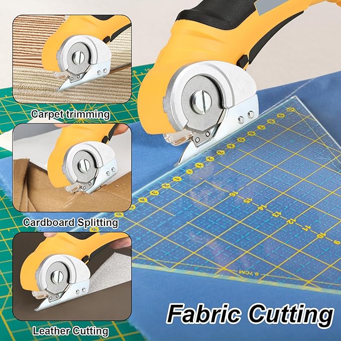 Cordless Electric Scissors 4.2V Fabric Scissors With Safety Lock Rotary Cutter Rechargeable Powerful Fabric Cutter With Blades Multi-Cutting Tools For Cardboard Carpet Leather