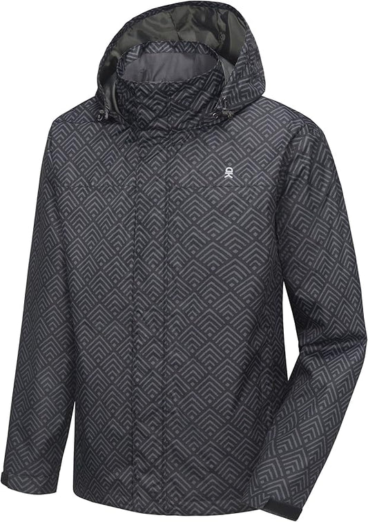 Little Donkey Andy Men's Waterproof Rain Jacket Outdoor Lightweight Rain Shell Coat for Hiking,Golf,Travel
