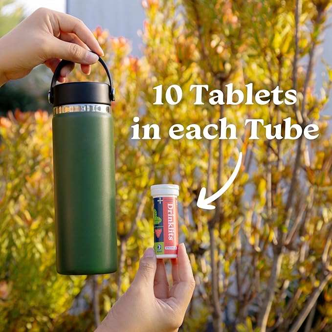 Drinklits Ginger-Lime Electrolyte Hydration & Strawberry Immunity Tablets (2) Tube Combo Pack | Great Taste – Gluten Free – Daily Use | 20 Servings (10 Tablets Per Tube)