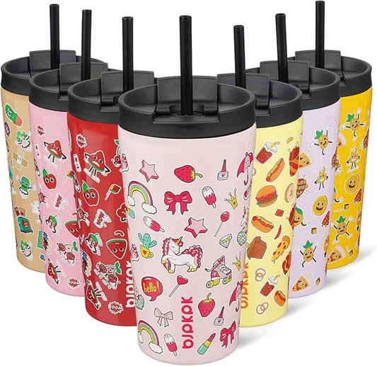 BJPKPK 18oz Insulated Tumbler With lid And Straw Stainless Steel Tumblers Travel Coffee Mug Reusable Thermal Cup,Unicorns