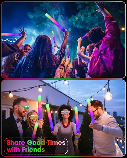 Maitys 72 Pcs Foam Sticks Light up Glasses, Glow in the Dark Sunglasses Foam Sticks LED Glasses Light up Supplies