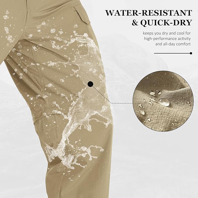 Mens Hiking Pants Convertible Lightweight Quick Dry Zip Off Waterproof Outdoor Travel Fishing Hunting Pants