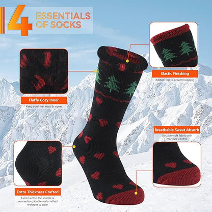 Sunew Warm Thermal Socks 4 Pack, Mens Womens Winter Heated Outdoor Skiing Thermal Socks