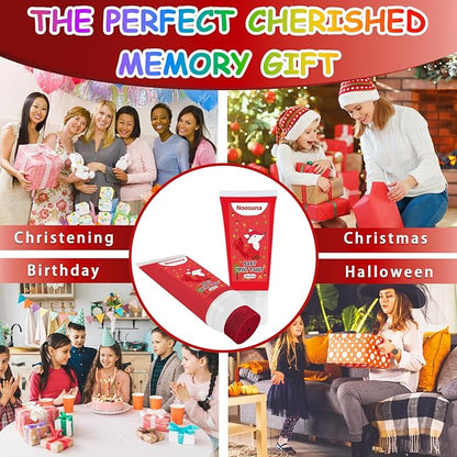 Baby Hand and Footprint Kit with Sponge Head, Baby Ink Hand and Footprint Kit, 1.69 fl oz Non-Toxic and Washable, Paw Print Kit for Dogs Suitable for Babies and Pets, Newborn Memento, Red