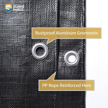 GUARD SHIELD Heavy Duty Tarp 20x20 Feet Black Tarp Large Outdoor Tarps Waterproof with Grommets Cover 12mil