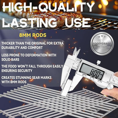 1 Pack 8mm Stainless Steel BBQ Cooking Grill Grate Replacement Part for 16517 Bull 18248 LP,18249 NG,65073 L60000 L75000 L90000, BBQ Angus 47628, Brahma, Lonstar Select, Outlaw Steer Premium