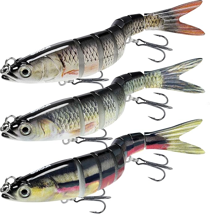 GOTOUR Fishing Lures for Freshwater or Saltwater, Easy to Use for Family Fishing Beginner and Pros, Most Lifelike Jointed Swimbait，Slow Sinking Bass Pike Panfish Walleye Lures, Fishing Gifts for Men