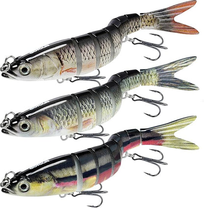 GOTOUR Fishing Lures for Freshwater or Saltwater, Easy to Use for Family Fishing Beginner and Pros, Most Lifelike Jointed Swimbait，Slow Sinking Bass Pike Panfish Walleye Lures, Fishing Gifts for Men