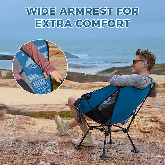 ATEPA UFO3.0 Backpacking Camping Chair, Ultralight Extra Wide Comfortable Folding Chairs 440lbs Heavy Duty Portable Hexagon Ergonomic Height Adjustable Seat