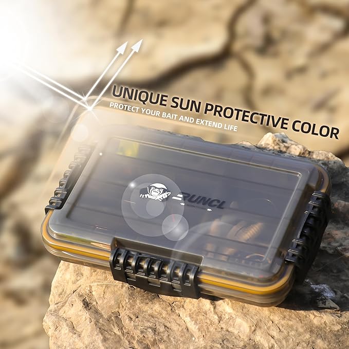 RUNCL Fishing Tackle Box, Unique Sun Protection Waterproof 3600 3700 Tray, Thicker Floating Airtight Stowaway with Adjustable Dividers for Freshwater Saltwater, Plastic Storage Box 1/2Pack