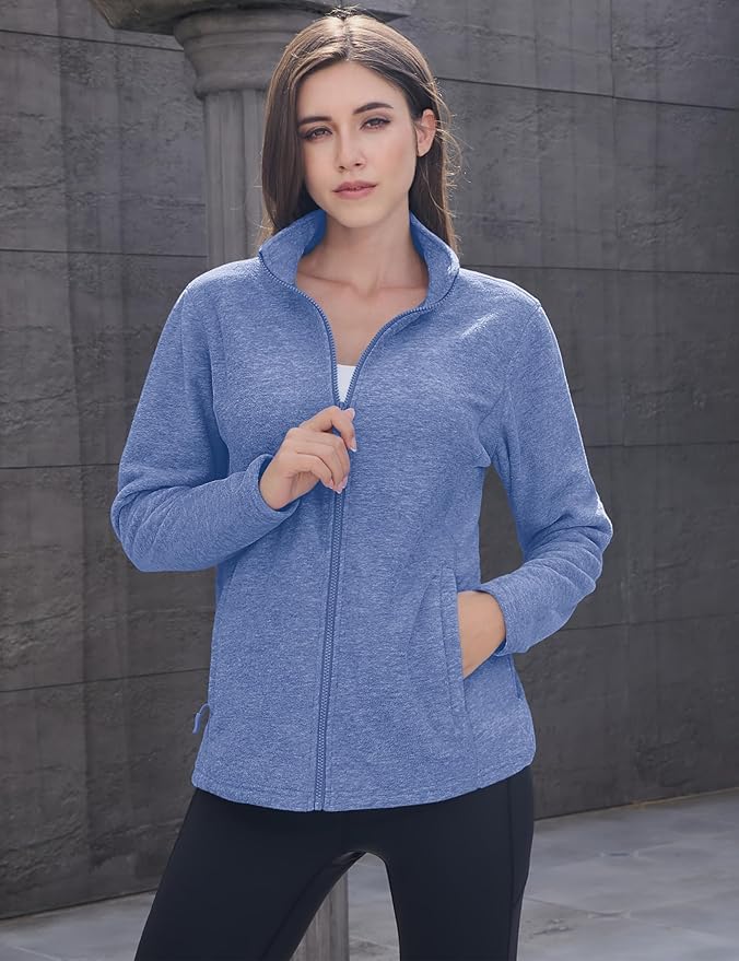 MAGCOMSEN Fleece Jacket Women Zip UP Lightweight Soft Polar Warm Winter Jackets for Women with Pockets Outdoor Hiking