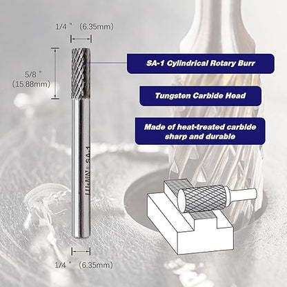 SA-1 Cylindrical End Head Rotary Burr for Efficient Grinding,4pcs by LU&MN