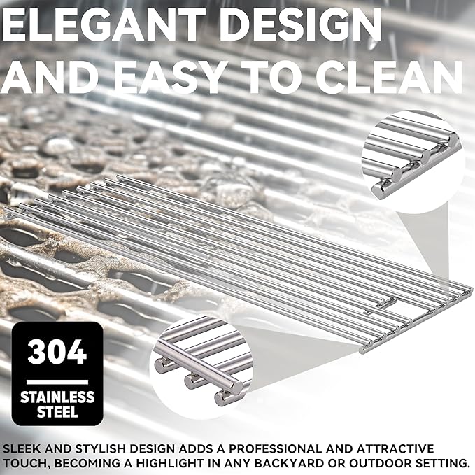 2025 4 Pack 8mm SS304 Stainless Steel BBQ Grill Grates Replacement Parts for Bull,Angus 47628, Brahma, Lonstar Select, Outlaw Steer Premium, Lonestar Select,7 Burner Premium,65073,L60000,75000,90000