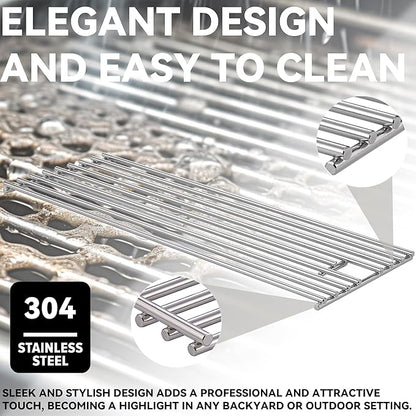 2025 4 Pack 8mm SS304 Stainless Steel BBQ Grill Grates Replacement Parts for Bull,Angus 47628, Brahma, Lonstar Select, Outlaw Steer Premium, Lonestar Select,7 Burner Premium,65073,L60000,75000,90000