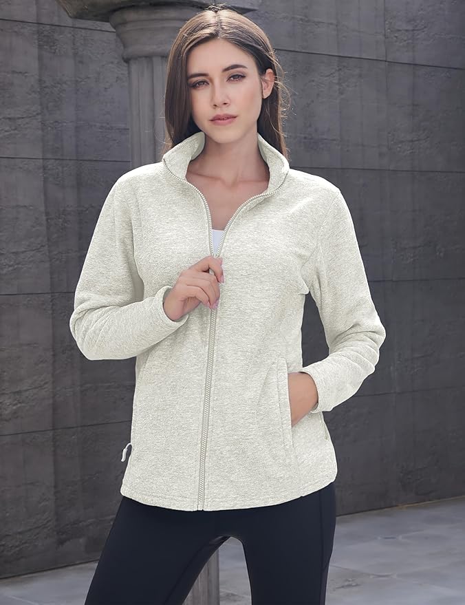 MAGCOMSEN Fleece Jacket Women Zip UP Lightweight Soft Polar Warm Winter Jackets for Women with Pockets Outdoor Hiking