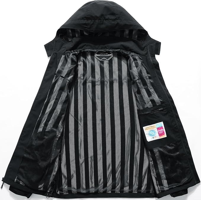 Outdoor Men's Waterproof Raincoat Windbreaker Lightweight Rain Jacket with Detachable Hood