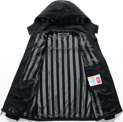Outdoor Men's Waterproof Raincoat Windbreaker Lightweight Rain Jacket with Detachable Hood
