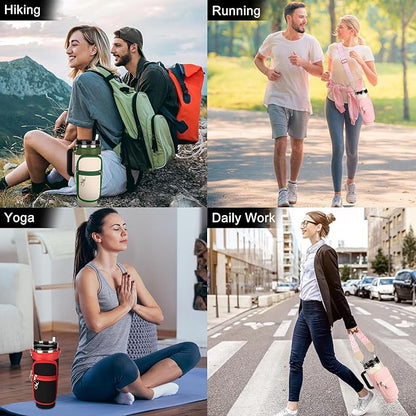 Water Bottle Carrier Bag with Strap for Stanley 40/30 oz Tumbler with Handle, Water Bottle Holder Pouch with Phone Pocket for Stanley Cup Accessories, fit Walking Hiking Travel