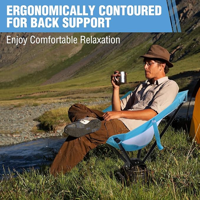 VILLEY Portable Folding Chair Lightweight Camping Chair No Assembly Needed, Quick Setup for Beach, Hiking, Supports 330 LBS, Blue