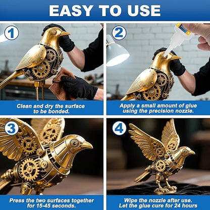 Metal Glue 100g - Heavy Duty Super Glue for Metal, Aluminum, Stainless Steel, Craft - Strongest Metallic Adhesive Weld, Fast-Bonding & Clear, Liquid Bonding Adhesive for Plastic, Wood,Rubber