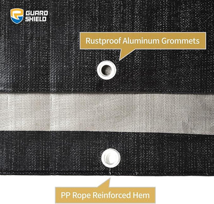 GUARD SHIELD Super Heavy Duty Black/Silver Ploy Tarp Cover 10x20 Feet Waterproof Tarps 16mil Thick UV and Tear Resistant Tarpualin