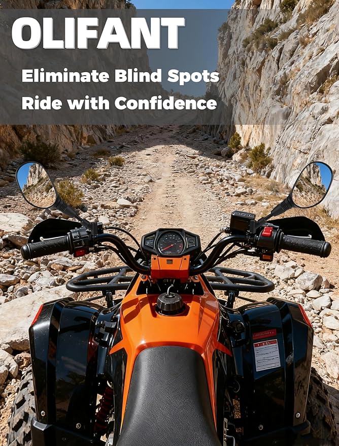 ATV Motorcycle Rearview Side Mirrors Universal 360 Degrees Ball-Type Adjustable 7/8" Handlebar Mount 8mm 10mm Adapters for Scooter Dirt Bike Snowmobile Moped EBike Polaris Sportsman Honda Rincon