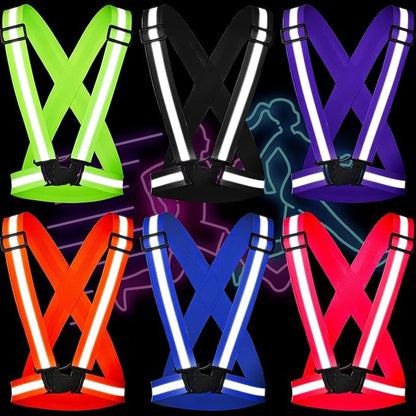 Macarrie 15 Pcs High Visible Reflective Running Vest Adjustable Reflective Safety Vest Elastic Safety Straps Gear for Walking at Night for Night Running Outdoor Dog Adults