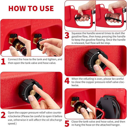 15 Gallon Gas Can, Fuel Transfer Tank, Portable Fuel Tank With Pump, Portable Gasoline Tank On Wheels With Le Fluid Transfer Siphon Pump and 10-Inch Hose, for Cars, Boats, Lawnmowers, ATVs, Tractor