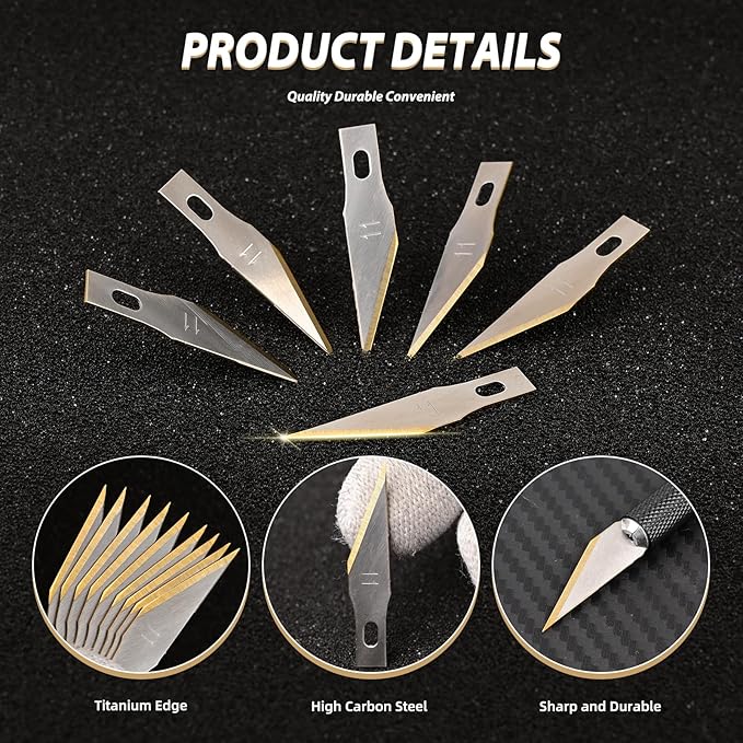 EHDIS Precision Craft Hobby Knife Blades # 11 Titanium Coated Blade Refill Hobby Art Blades Cutting Tool with Storage Case for Craft, Hobby, Scrapbooking, Stencil-20 Pack (Pack of 40)