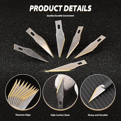 EHDIS Precision Craft Hobby Knife Blades # 11 Titanium Coated Blade Refill Hobby Art Blades Cutting Tool with Storage Case for Craft, Hobby, Scrapbooking, Stencil-20 Pack (Pack of 20)